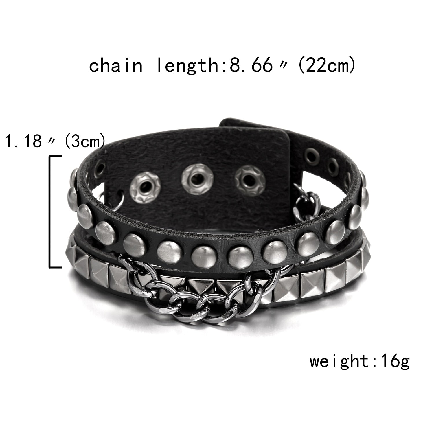 Punk Row Cuspidal Spike Rivet PU Leather Bracelet For Women Men Gothic Cosplay Jewelry Charm Wide Cuff Wristband Party Gifts - Niki Ice Jewelry 