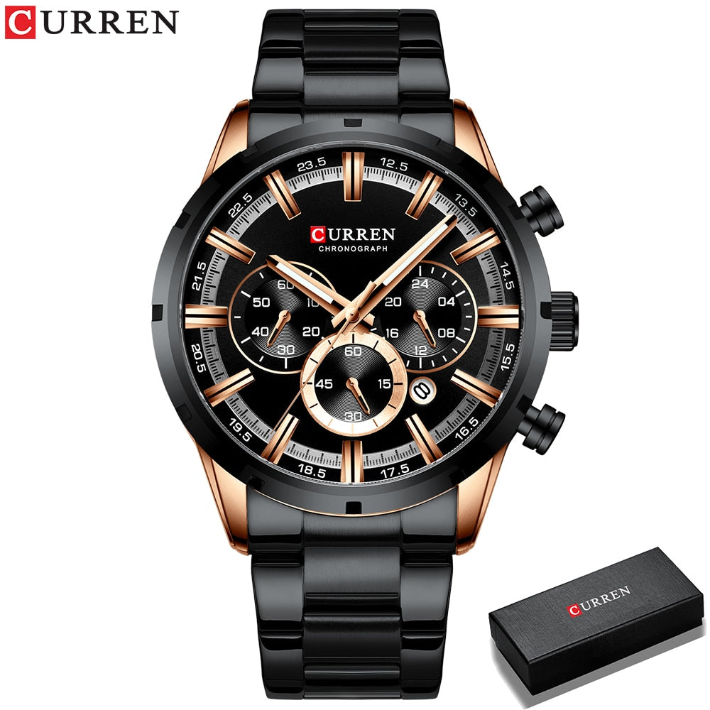 Curren Men Watch Blue Dial Stainless Steel Band Date Mens Business Male Wrist Watches Waterproof