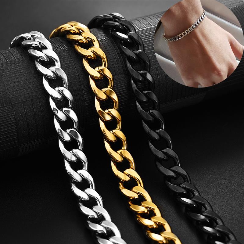 Jiayiqi 3-11 mm Men Chain Bracelet Stainless Steel Curb Cuban Link Chain Bangle for Male Women Hiphop Trendy Wrist Jewelry Gift - Niki Ice Jewelry 