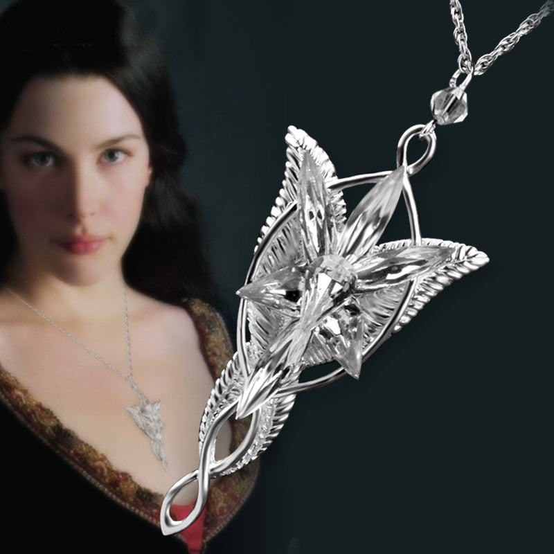 925 Sterling Sliver Wedding Jewelry Lord Princess Arwen Evenstar Pendant Necklaces for Women Arwen Crystal Valentine&#39;s Girl Gift