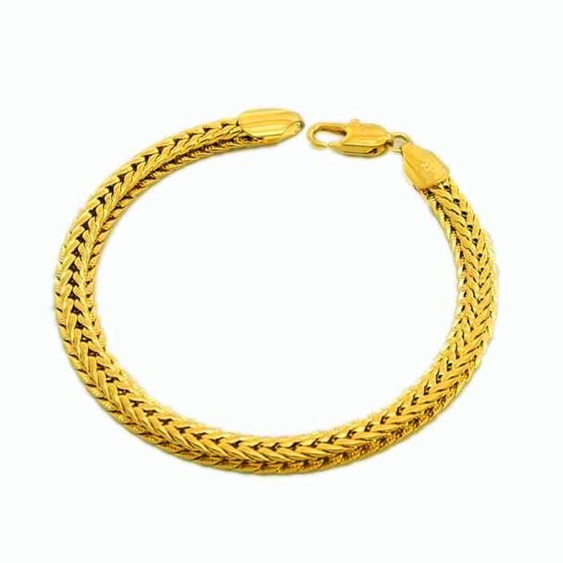 Gold Color 6.5MM Width Bracelet For Men 20CM. Fashion Original Gold Plated Women Jewelry Bracelet - Niki Ice Jewelry 