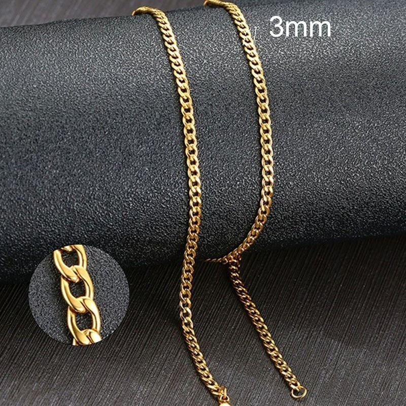 Vnox Men&#39;s Cuban Link Chain Necklace Stainless Steel Black Gold Color Male Choker colar Jewelry Gifts for Him