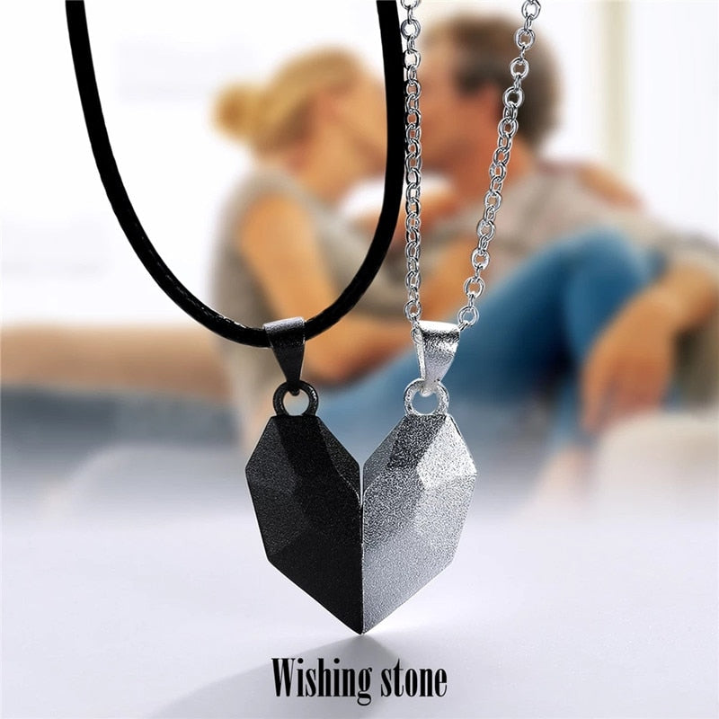 Korean Fashion Magnetic Couple Necklace For Lovers Heart Pendant Necklace