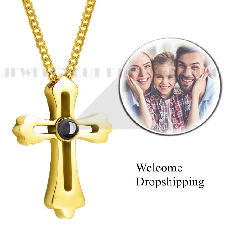 CustomWear - Photo Cross Necklace - Niki Ice Jewelry 