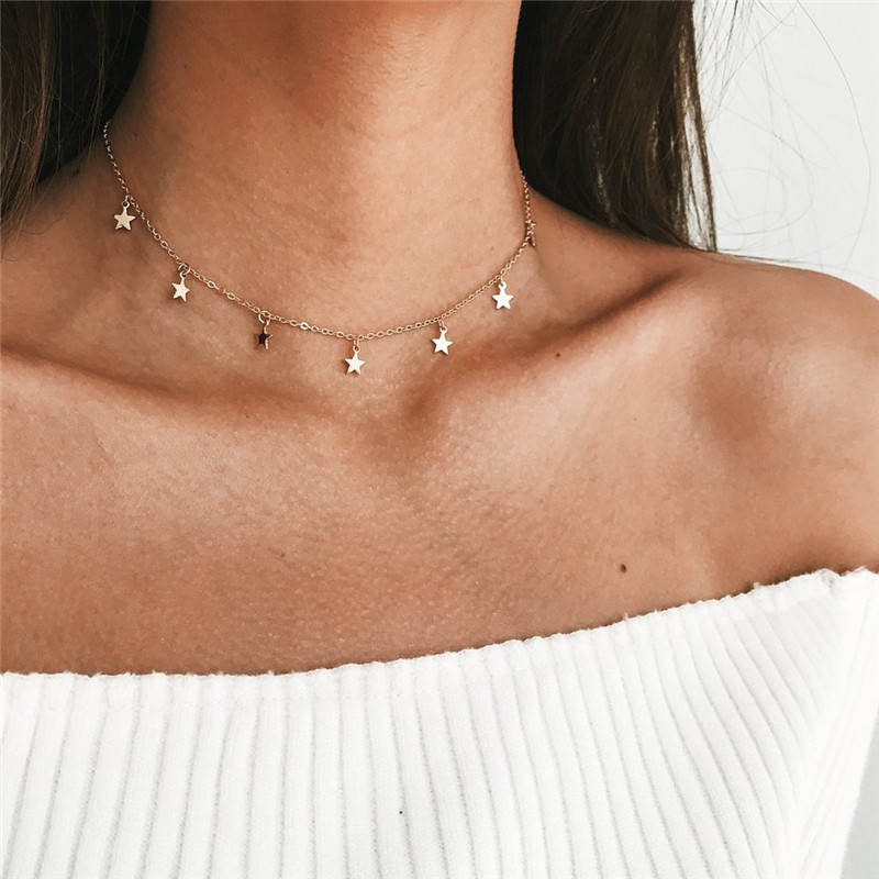 2021 Boho Necklaces &amp; Pendants Vintage Multilayer Choker Necklace Women Fashion Collar Collier Femme Moon Jewelry Accessories