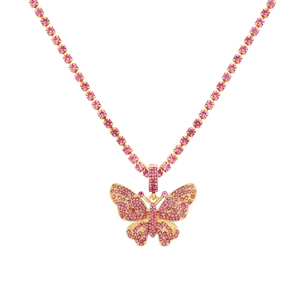 Big Butterfly Pendant Rhinestone Chain for Women`s Crystal Choker Necklace Party Jewelry - Niki Ice Jewelry 