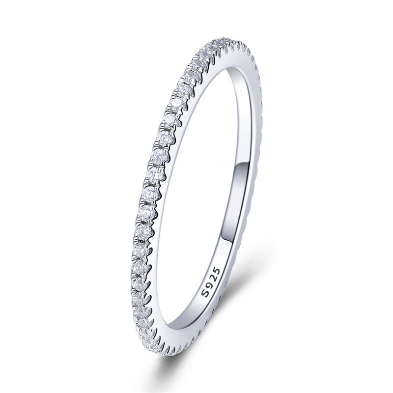 925 Sterling Silver CZ Simulated Diamond Stackable Ring Platinum