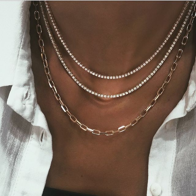 Gold Color Crystal Stars Pendant Necklaces Multilevel Female Boho Vintage Jewelry
