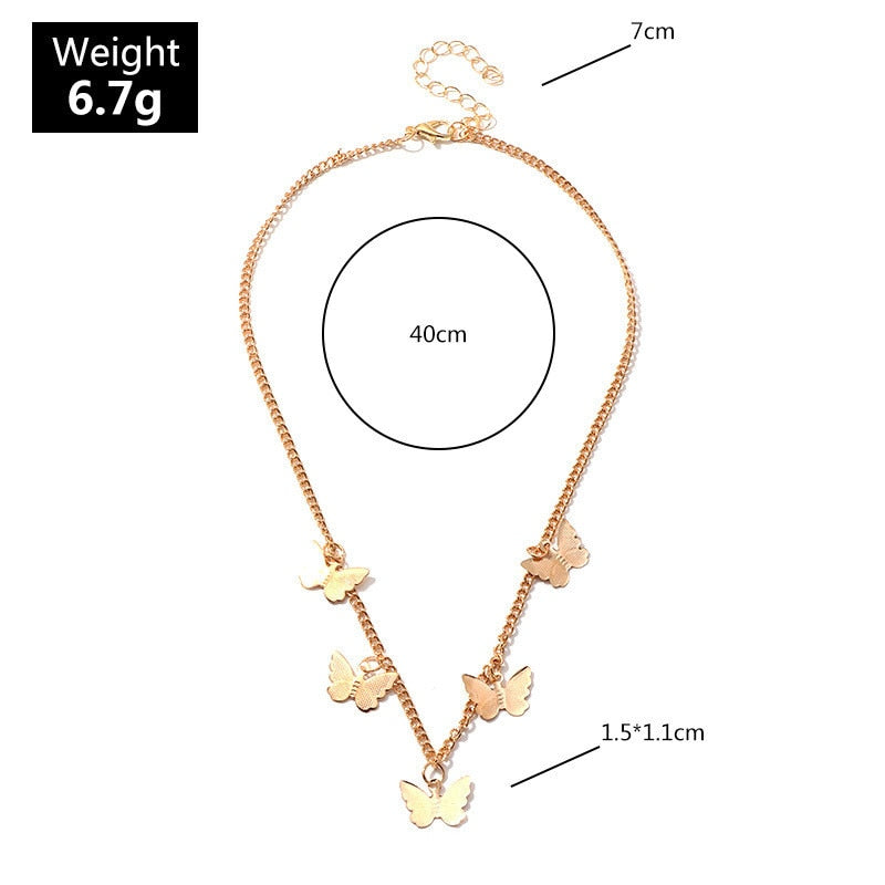 New Butterfly Pendants Necklaces for Women  Short Chain Mini Butterflies