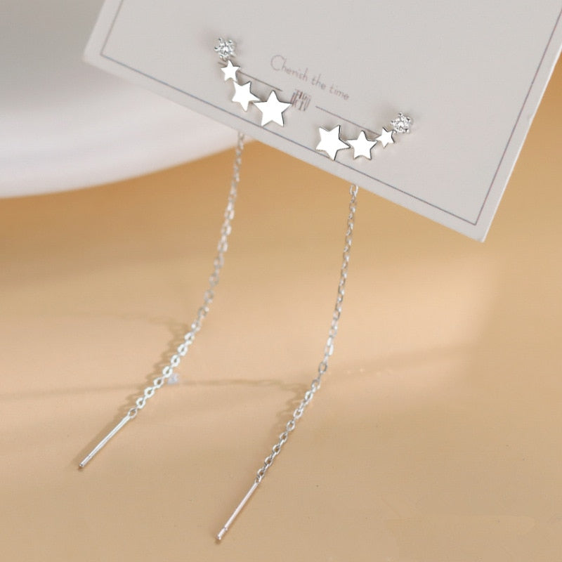 S925 Sterling Silver Needle Micro-inlaid Zircon Flower Ear Line Exquisite Light Luxury Earring