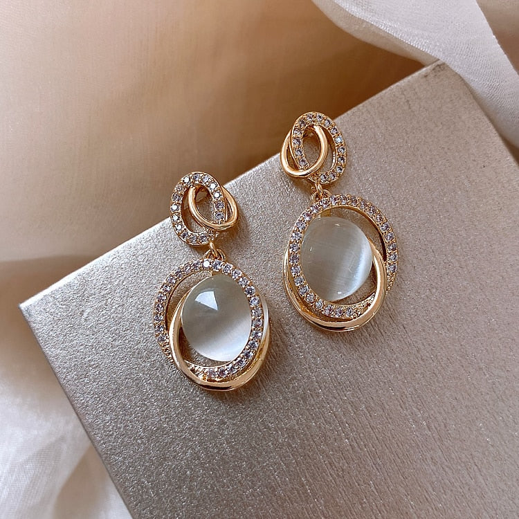 Simple Stud Earrings Small 2022 New Niki Ice Rhinestone Opal Ladies Geometric Delicate Elegant Fashion Jewelry - Niki Ice Jewelry 