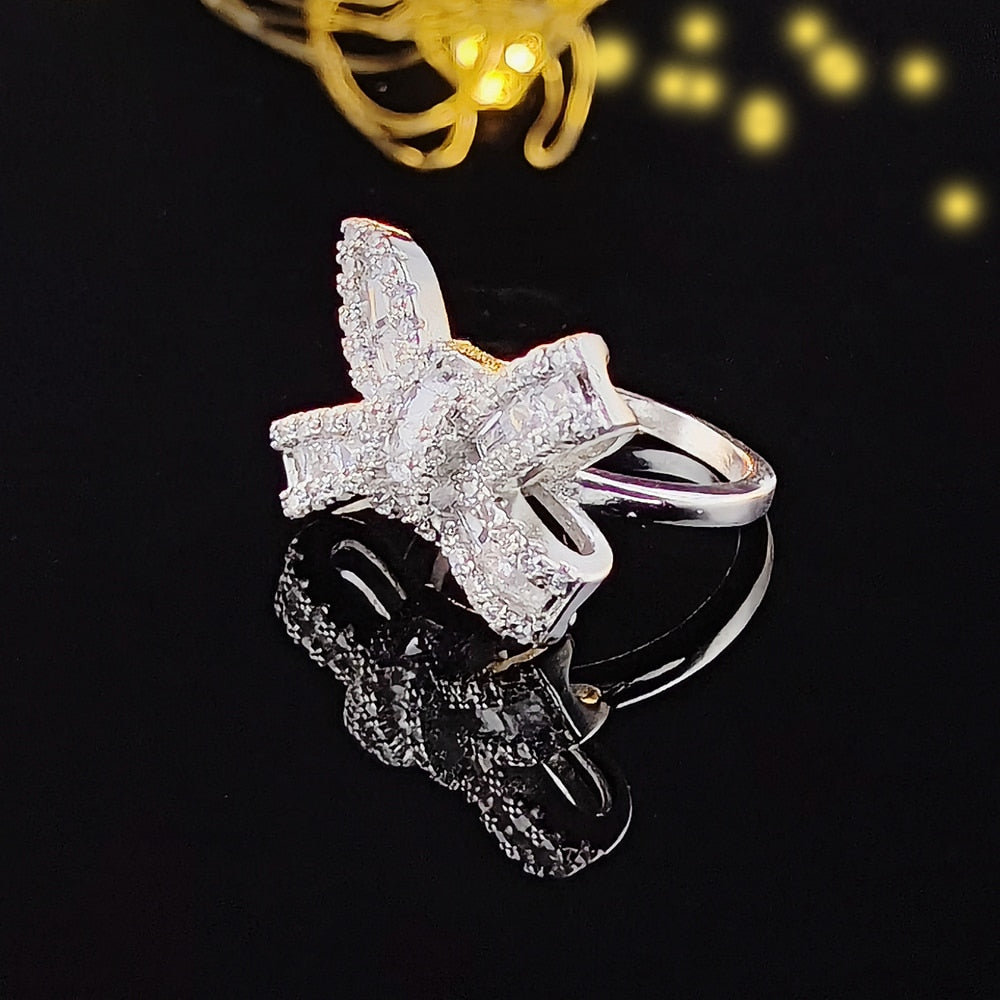 Fashion Bow Silver color cute Ring For Girl Lovers Valentine's Day Gift Jewelry  Bulk Sell - Niki Ice Jewelry 