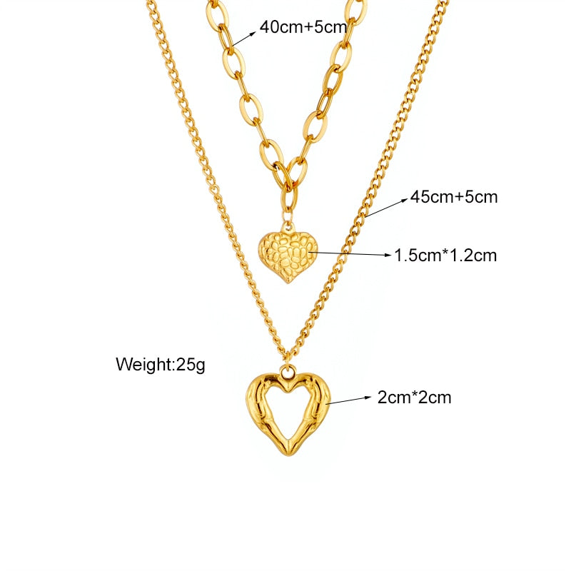 Stainless Steel 2 Chains to say 2 Love Twice Necklace
