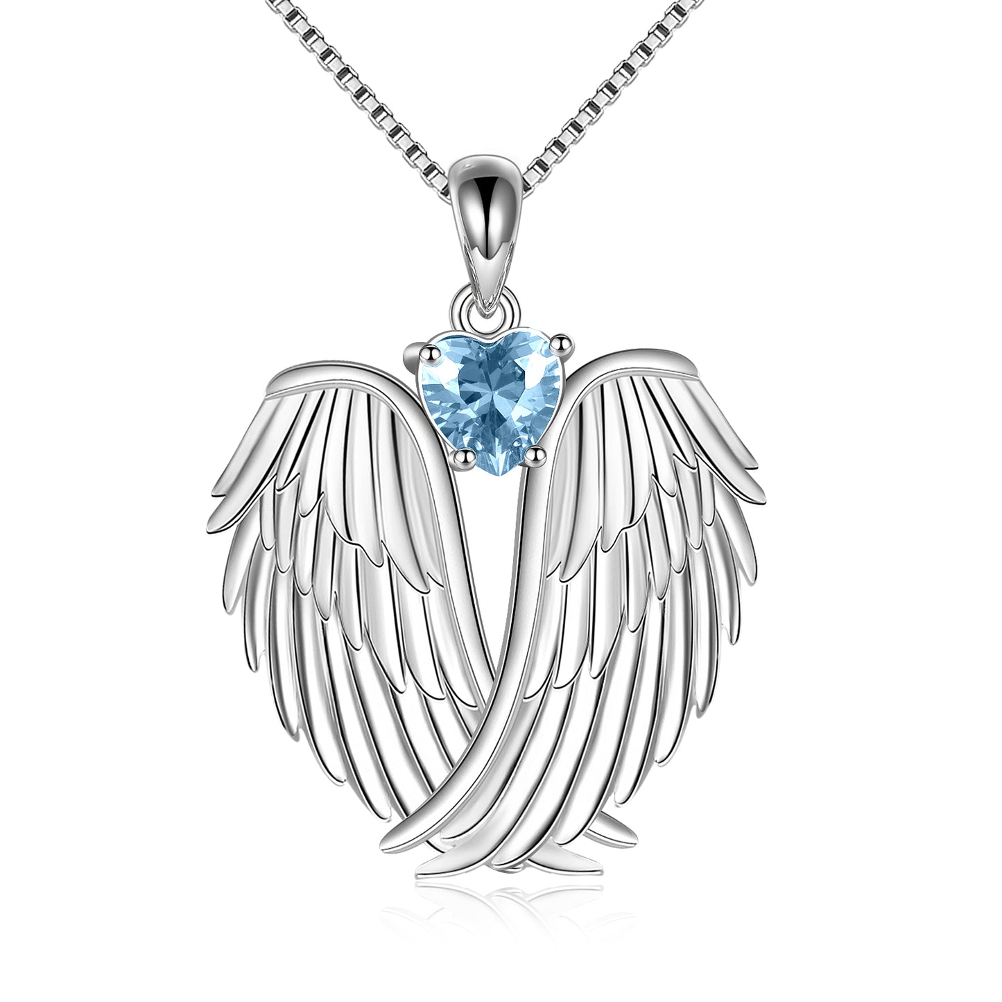 Sterling Silver Guardian Angel Birthstone Necklace Wings Pendant Jewelry - Niki Ice Jewelry 
