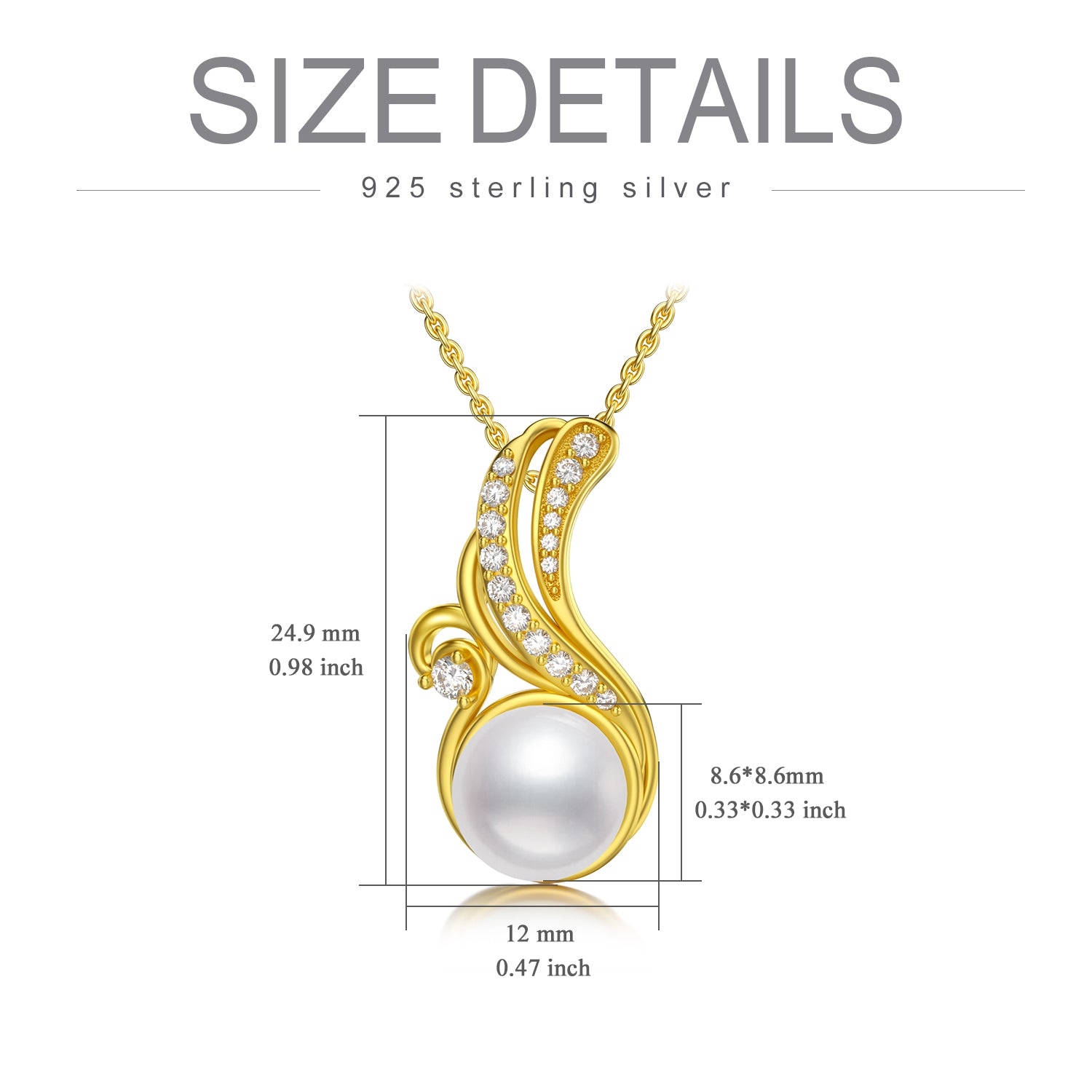Gold Plated Ocean Wave Pearl Necklace S925 Sterling Silver Pendant Necklaces for Women - Niki Ice Jewelry 