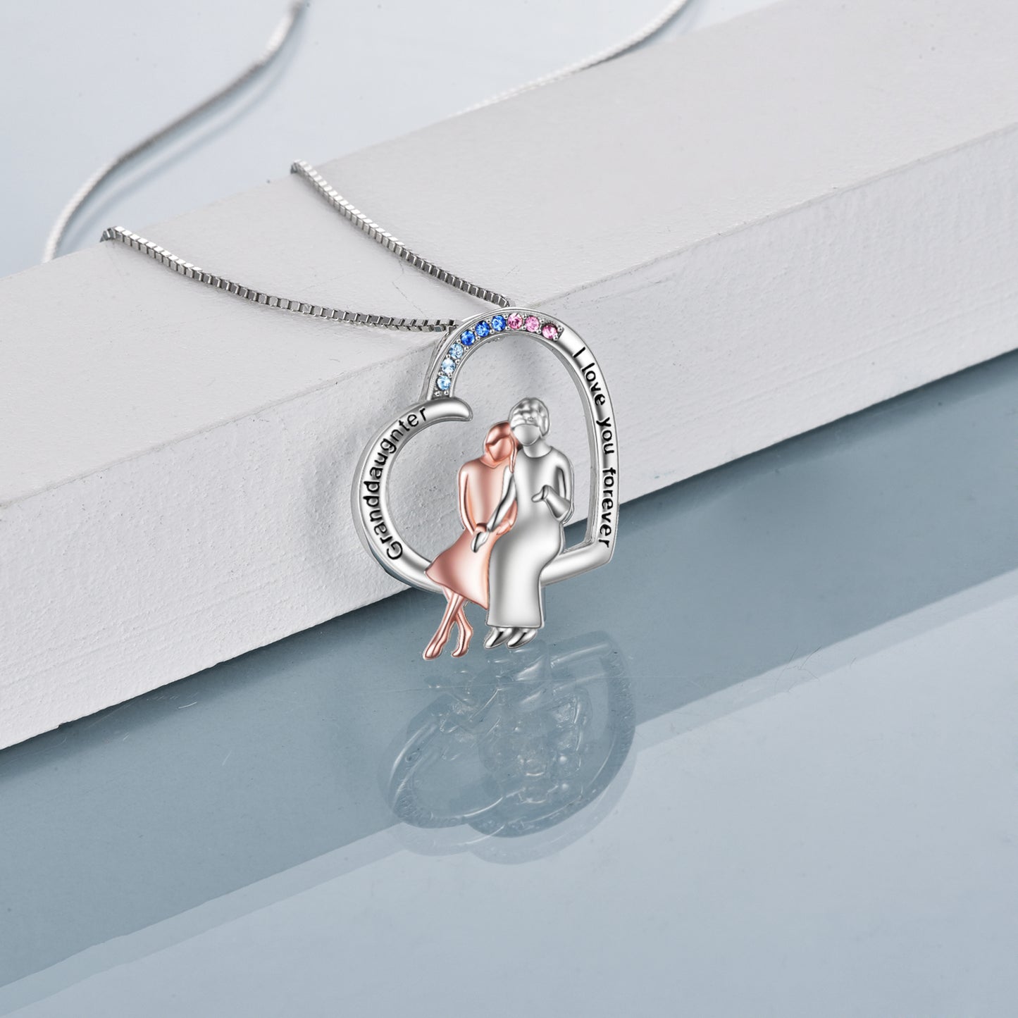 Granddaughter I Love You Forever Sterling Silver Heart Necklace Female Friendship Jewelry - Niki Ice Jewelry 
