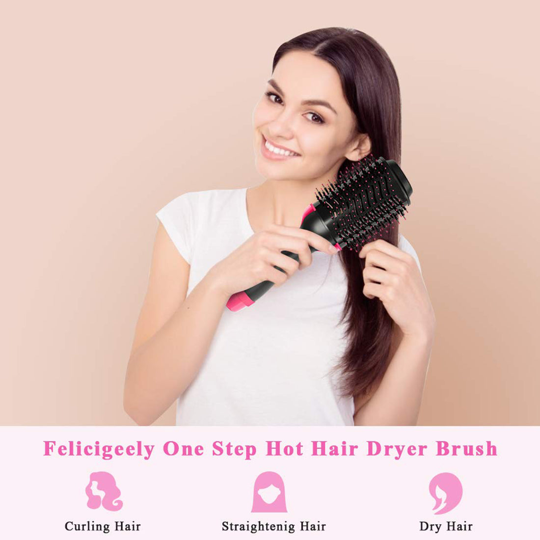 Multifunctional 2 in 1 Hair Dryer & Volumizer Hair Brush Roller Rotate Styling Straightening Curling Iron - Niki Ice Jewelry 
