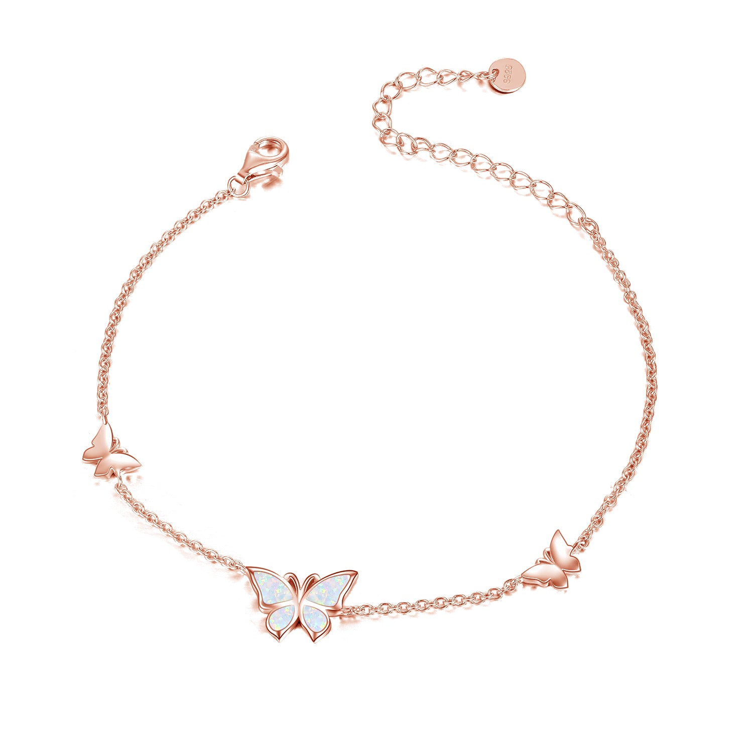 Butterfly Bracelet  Sterling Silver with a Opal gem for Women and Girls - Niki Ice Jewelry 