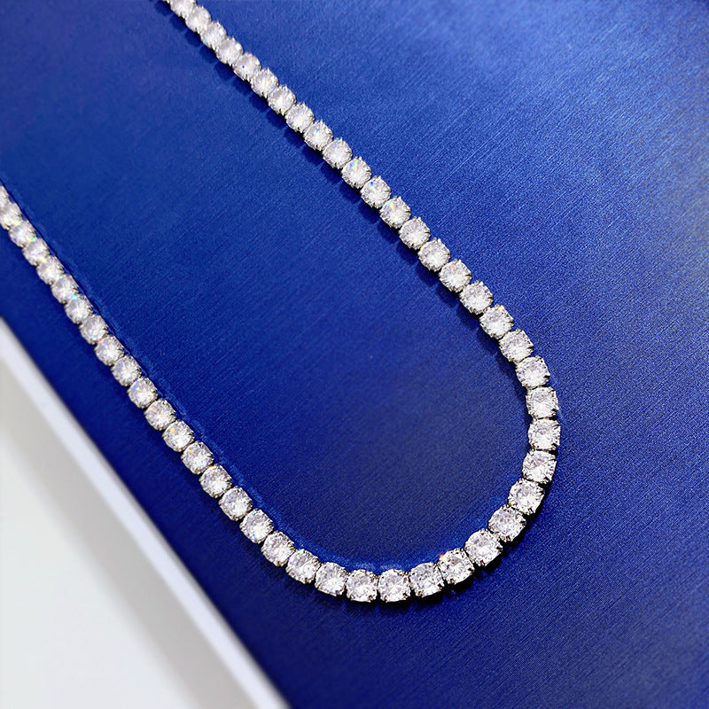 New High Carbon Luxury Full Diamond Necklace & Bracelet 4x4mm Row Chain - Niki Ice Jewelry 