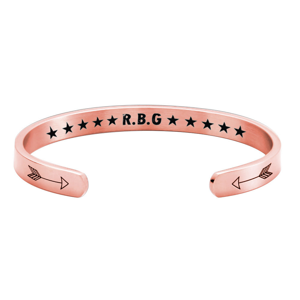 Stainless Steel C-Shaped Justice RBG Ginsburg Bracelet - Niki Ice Jewelry 