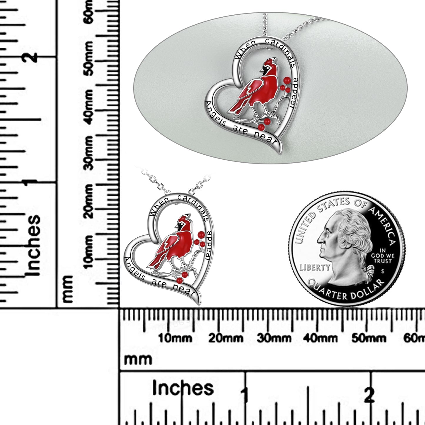 Sterling Silver Red Cardinal Pendant Cardinal  Jewelry for Girls When Cardinal Appears Angel are Near - Niki Ice Jewelry 